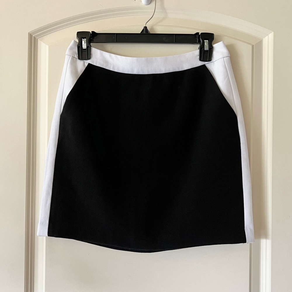 Banana Republic Black Mini Skirt w/ White Tuxedo Side Stripe - Size 4 -